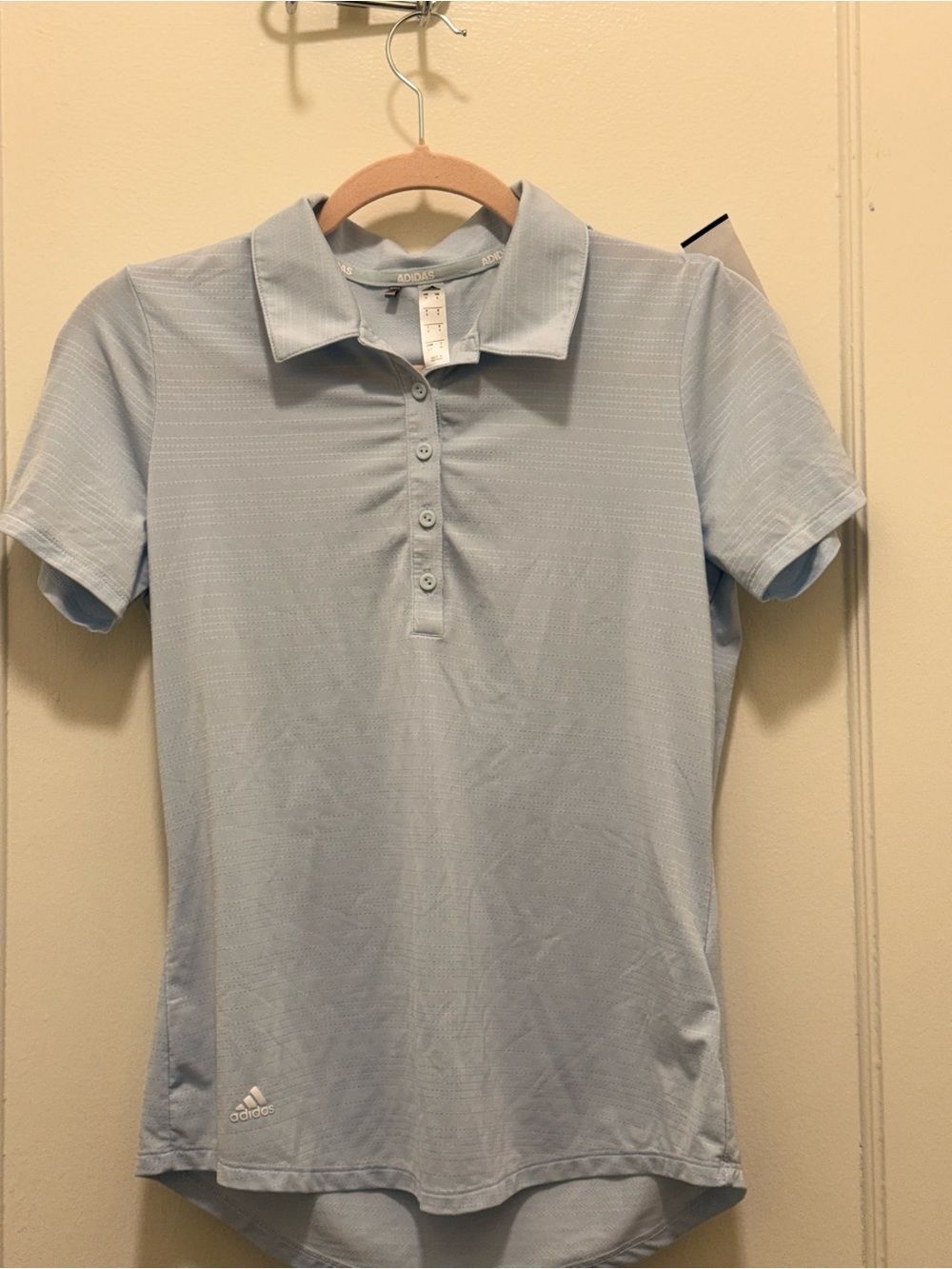Adidas S Golf Women's Microdot 5-Button Polo Sky Tint Blue Like New!